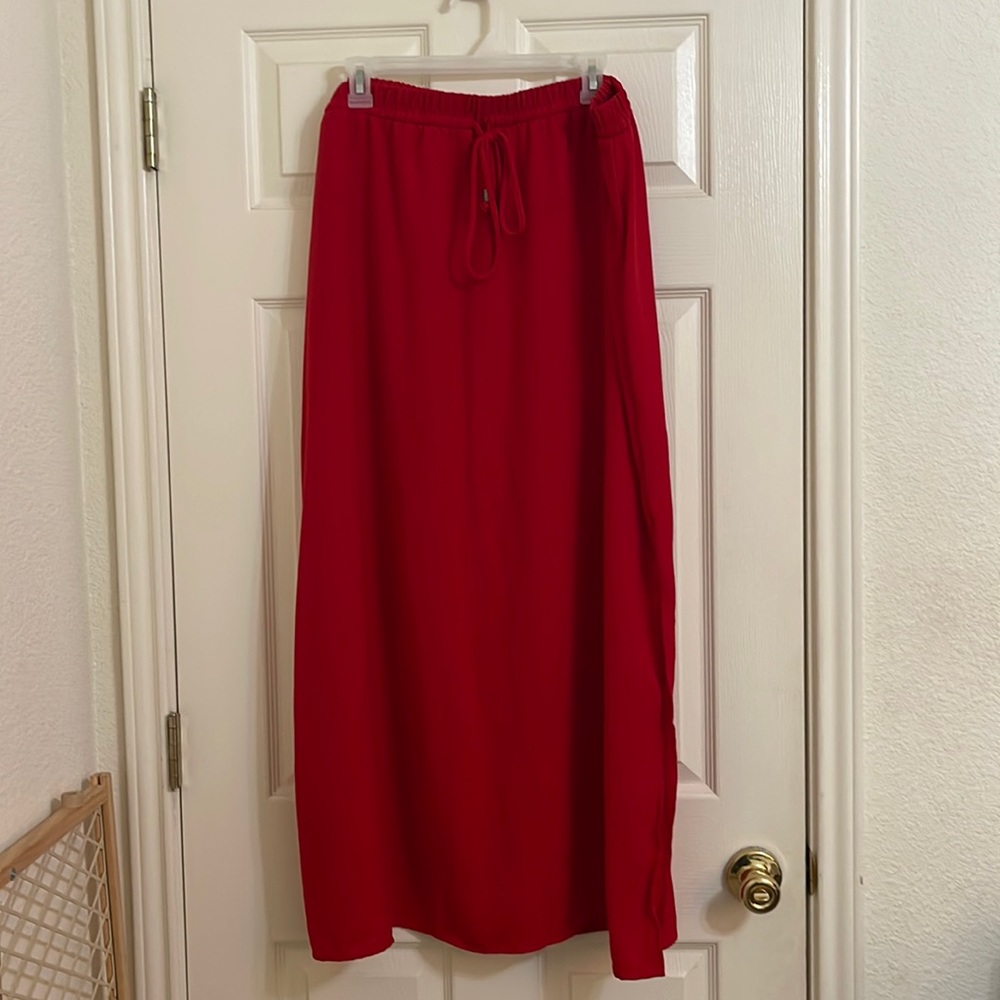 Red maxi skirt
